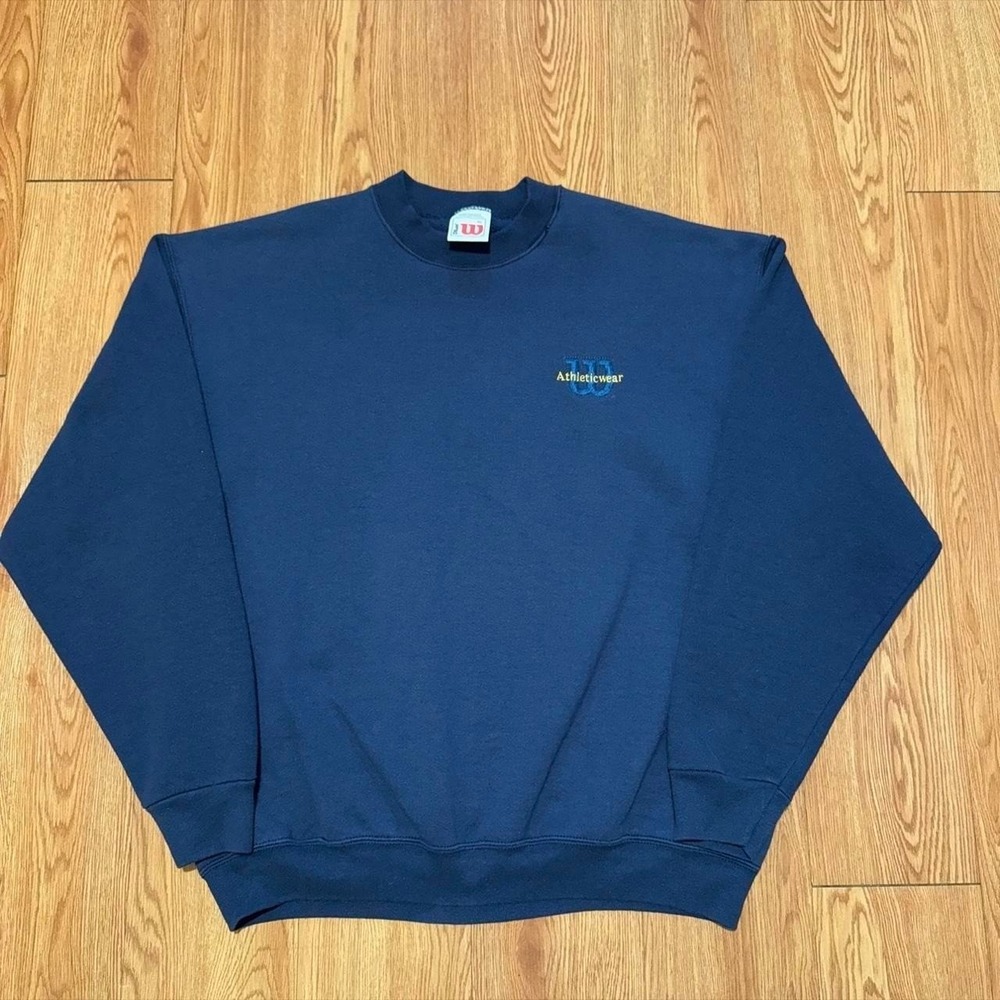 Wilson Men's Sweatshirt Vintage 90s Athletic Wear Embroidered Navy Size XL